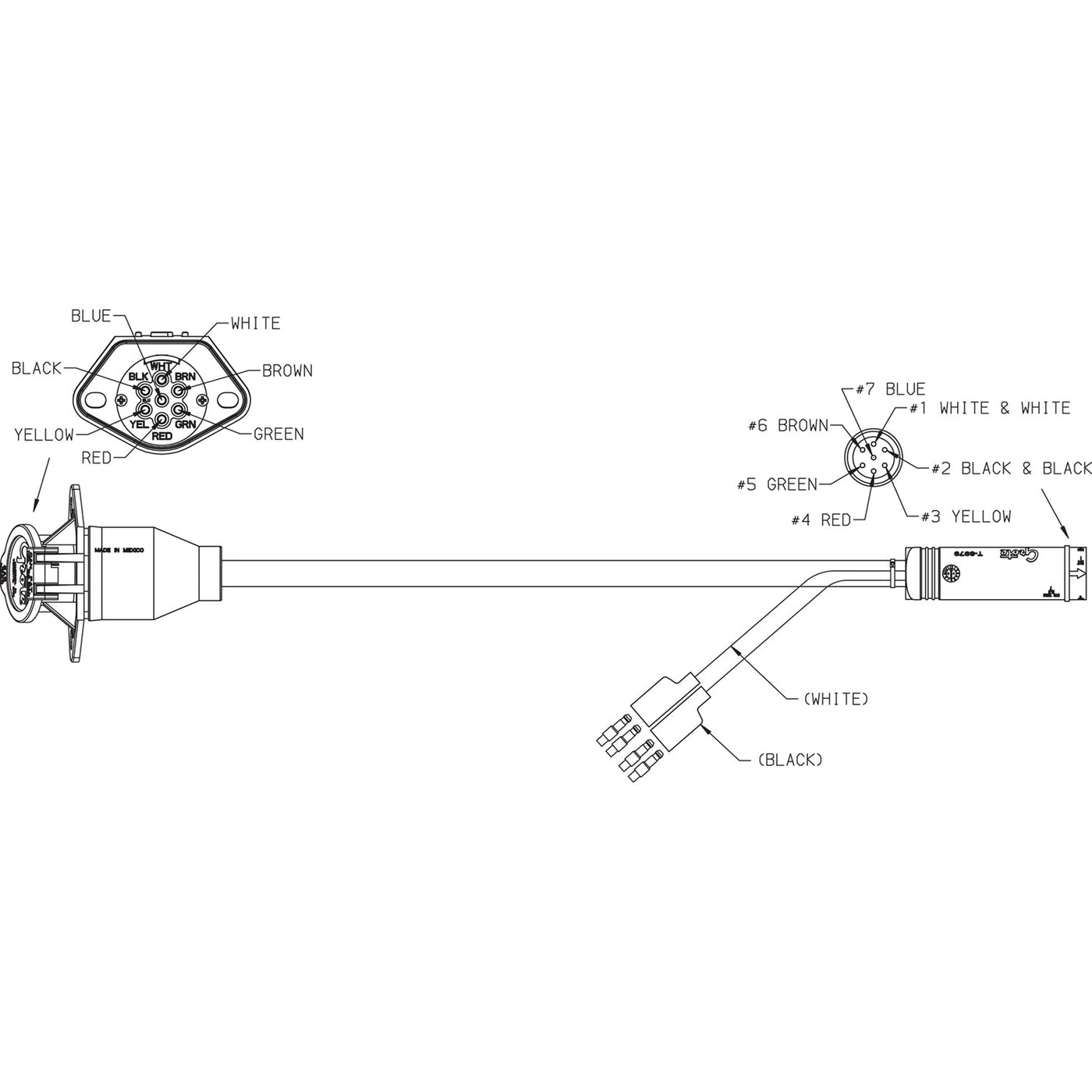 Grote - 01-6608-e9 - Trailer Wiring, 7-Conductor Receptacle Main Harness - YourTruckPartsNow