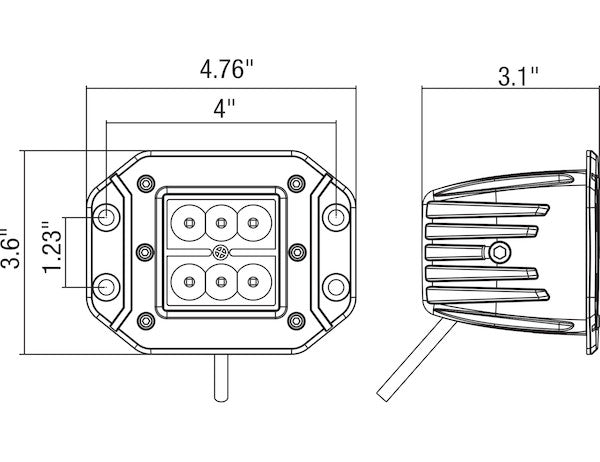 Buyers Products - 1492138 - Recessed 3 Inch Wide Square Led Flood Light - YourTruckPartsNow