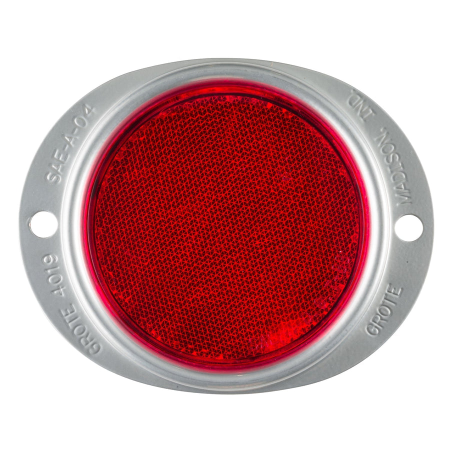 Grote - 40192-3 - Reflector, 3", Red, Steel, Lens, 2-Hole Mounting, Bulk Pack - YourTruckPartsNow