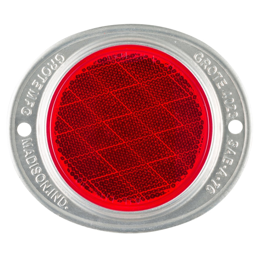 Grote - 40232-3 - Reflector, 3", Red, Aluminum, Lens, 2-Hole Mounting, Bulk Pack - YourTruckPartsNow