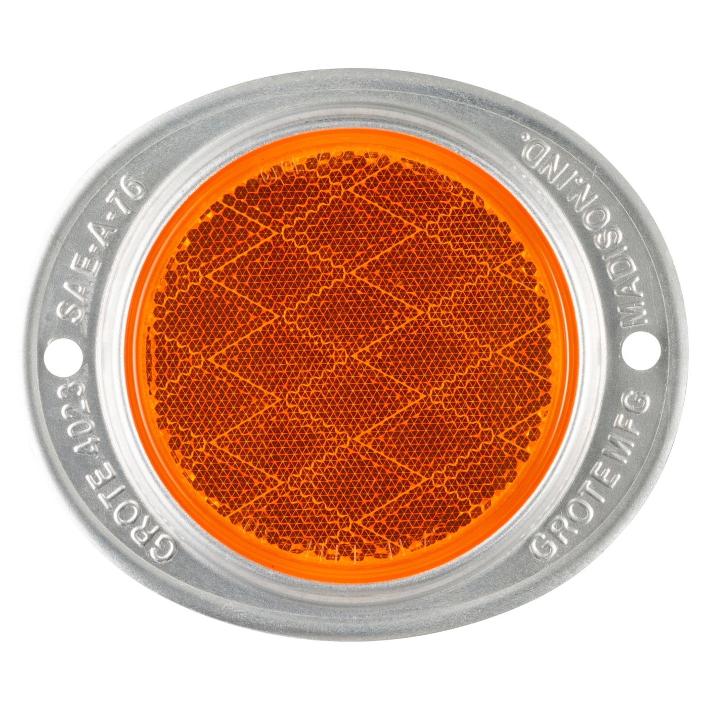 Grote - 40233 - Reflector, 3", Yellow, Aluminum, Lens, 2-Hole Mounting - YourTruckPartsNow