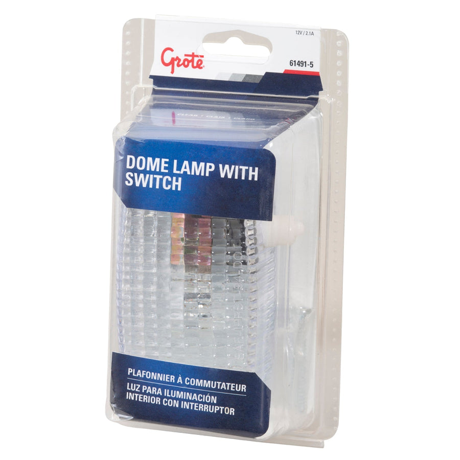 Grote - 61491-5 - Dome/Interior Lamp,Clear, Dome Lamp W/Switch, Retail Pack - YourTruckPartsNow