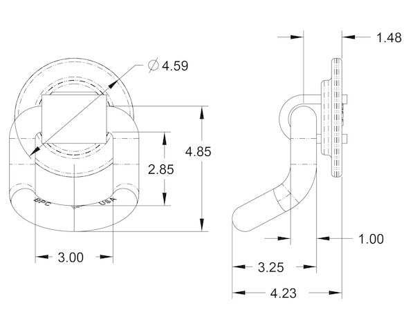 Buyers Products - B52 - Rotating Angled 1 Inch Forged D-Ring - YourTruckPartsNow